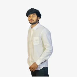 Men's White Cotton Casual Shirt – Full Sleeve Regular Fit Button-Down Shirt for Office & Everyday Wear